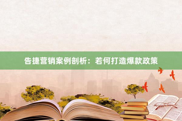 告捷营销案例剖析：若何打造爆款政策